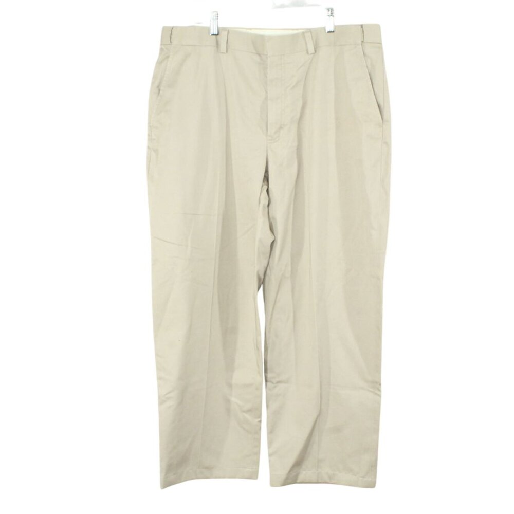 LL Bean Double L Chinos Natural Fit Plain Front Khaki Pants Mens Size 36 Preppy